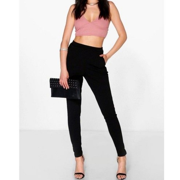 Boohoo Pants - NEW Boohoo HighWaist Black Stretch Skinny Trousers